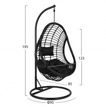 63527 ΚΡΕΜΑΣΤΗ ΠΟΛΥΘΡΟΝΑ ΦΩΛΙΑ CALLIE HM5541.02 ΜΕ ΜΑΥΡΟ WICKER & ΜΑΞΙΛΑΡΙΑ Φ95Χ195Υ εκ.