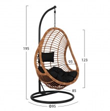 63529 ΚΡΕΜΑΣΤΗ ΠΟΛΥΘΡΟΝΑ ΦΩΛΙΑ CALLIE HM5541.04 ΜΕ ΜΠΕΖ WICKER & ΜΑΥΡΑ ΜΑΞΙΛΑΡΙΑ Φ95Χ195Υ εκ.