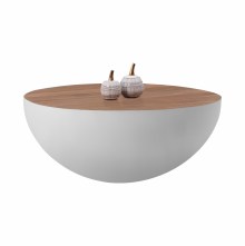 67684 ΔΙΑΚΟΣΜΗΤΙΚΟ ΤΡΑΠΕΖΙ ΣΑΛΟΝΙΟΥ BOWL Φ90X40Yεκ. ΛΕΥΚΟ ΜΕ ΞΥΛΟ ΑΚΑΚΙΑΣ HM8717.03