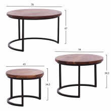 68749 ΣΕΤ ΖΙΓΚΟΝ OBI HM9255 ΑΠΟ ΜΑΣΙΦ ΞΥΛΟ ΑΚΑΚΙΑΣ ΜΕ ΜΑΥΡΑ ΜΕΤΑΛΛΙΚΑ ΠΟΔΙΑ 78x78x47Υ εκ.