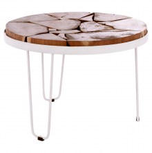 68940 ΤΡΑΠΕΖΙ ΣΑΛΟΝΙΟΥ TIMOTHY ΑΠΟ ΜΑΣΙΦ ΞΥΛΟ ΑΚΑΚΙΑΣ ΛΕΥΚΟΣ ΣΚΕΛΕΤΟΣ Φ73x45Υεκ.HM8366.12