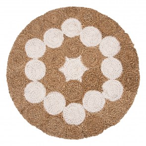 70719 ΤΡΑΠΕΖΙ ΣΑΛΟΝΙΟΥ HM7825 ΞΥΛΟ ΤΕΑΚ ΚΑΙ SEAGRASS ΣΕ ΦΥΣΙΚΟ & ΛΕΥΚΟ Φ81x45Υεκ.