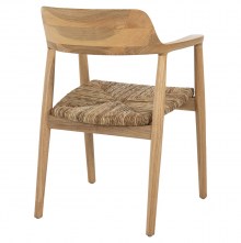 70984 ΠΟΛΥΘΡΟΝΑ KINGSLEY HM9634.01 ΞΥΛΟ TEAK & ΨΑΘΑ ΣΕ ΦΥΣΙΚΟ ΧΡΩΜΑ 57,5x54x80Yεκ.