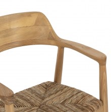 70984 ΠΟΛΥΘΡΟΝΑ KINGSLEY HM9634.01 ΞΥΛΟ TEAK & ΨΑΘΑ ΣΕ ΦΥΣΙΚΟ ΧΡΩΜΑ 57,5x54x80Yεκ.