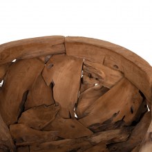 71225 ΤΡΑΠΕΖΙ ΣΑΛΟΝΙΟΥ ΣΤΡΟΓΓΥΛΟ HM4279 ΚΟΜΜΑΤΙΑ ΡΙΖΑΣ ΤΕΑΚ ΣΕ ΦΥΣΙΚΟ Φ100x43,5Υεκ.