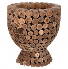 71634 ΤΡΑΠΕΖΙ BAR ΣΤΡΟΓΓΥΛΟ LEEROY HM9806 KOMMATIA ΞΥΛΟΥ TEAK Φ92x104Υ εκ.