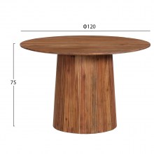 71795 ΤΡΑΠΕΖΙ ΤΡΑΠΕΖΑΡΙΑΣ ΣΤΡΟΓΓΥΛΟ GROOT HM9684 ΜΑΣΙΦ ΞΥΛΟ ΑΚΑΚΙΑΣ ΣΕ ΦΥΣΙΚΟ Φ120x76Υεκ