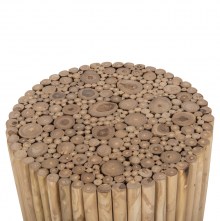 72435 ΤΡΑΠΕΖΙ ΣΑΛΟΝΙΟΥ ΣΤΡΟΓΓΥΛΟ COOTER HM9864 ΚΛΑΔΙΑ TEAK-ΦΥΣΙΚΟ Φ60,5x46Υεκ.