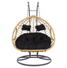 72592 ΔΙΠΛΗ ΚΡΕΜΑΣΤΗ ΦΩΛΙΑ ME ΥΠΟΠΟΔΙΟ GRACIE HM5754.02 ΜΠΕΖ ΣΥΝΘ.RATTAN-ΓΚΡΙ ΜΕΤΑΛ.ΣΚΕΛΕΤΟΣ Φ120x200Υεκ