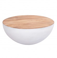 73541 ΔΙΑΚΟΣΜΗΤΙΚΟ ΤΡΑΠΕΖΙ ΣΑΛΟΝΙΟΥ BOWL Φ91x38,5Yεκ. ΛΕΥΚΟ ΜΕ ΞΥΛΟ ΑΚΑΚΙΑΣ HM8717.23