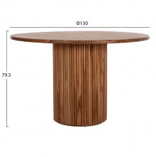 75586 ΤΡΑΠΕΖΙ ΤΡΑΠΕΖΑΡΙΑΣ ΣΤΡΟΓΓΥΛΟ RODER HM9896 ΞΥΛΟ ΤΕΑΚ- 3εκ. πάχος επιφ.- Φ130x79,5Υεκ