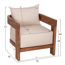 77242 LOUNGE ΣΕΤ KIOTO HM10960 ΤΡΑΠΕΖΑΚΙ & 2 ΠΟΛΥΘΡΟΝΕΣ--ΞΥΛΟ TEAK--ΜΠΕΖ ΜΑΞΙΛΑΡΙΑ