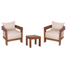 77242 LOUNGE ΣΕΤ KIOTO HM10960 ΤΡΑΠΕΖΑΚΙ & 2 ΠΟΛΥΘΡΟΝΕΣ--ΞΥΛΟ TEAK--ΜΠΕΖ ΜΑΞΙΛΑΡΙΑ