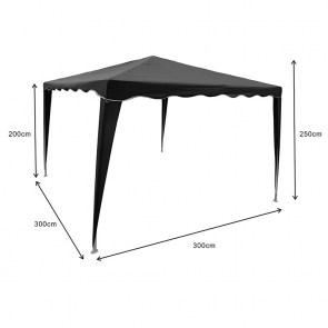 pak-401-000008-5 ΚΙΟΣΚΙ GAZEBO PAKOWORLD ΜΕΤΑΛΛΙΚΟΣ ΣΚΕΛΕΤΟΣ - ΥΦΑΣΜΑ ΑΝΘΡΑΚΙ 3X3M