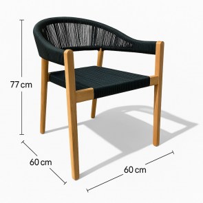 shw-22026-19861 PREMIUM ΚΑΡΕΚΛΑ TEAK ΜΕ ΜΑΥΡΑ ΣΧΟΙΝΙΑ