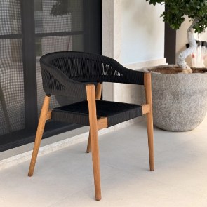 shw-22026-21465 PREMIUM ΚΑΡΕΚΛΑ TEAK ΜΕ ΜΑΥΡΑ ΣΧΟΙΝΙΑ