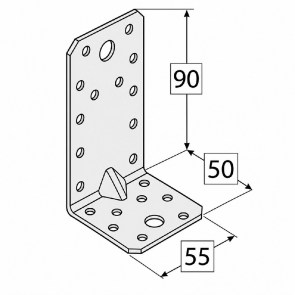 shw-4053-24599 ΜΕΤΑΛΛΙΚΗ ΓΩΝΙΑ ΣΥΝΔΕΣΗΣ ΞΥΛΟΥ 90 X 50 X 55MM