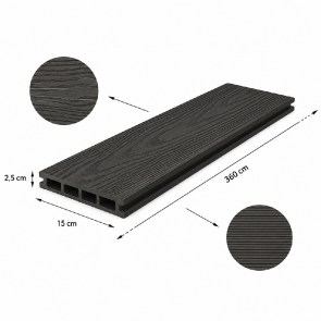 shw-70216-24795 WPC ΔΑΠΕΔΟ ΔΙΠΛΗΣ ΟΨΗΣ 2,5 X 15 X 360ΕΚ.- ΓΚΡΙ ΣΚΟΥΡΟ