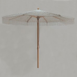 woo-123775 ΟΜΠΡΕΛΑ ΞΥΛΙΝΗ 300X300CM, ΠΛΕΚΤΟ ΜΑΚΡΑΜΕ ΜΠΕΖ