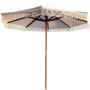 woo-43607 ΟΜΠΡΕΛΑ ΞΥΛΙΝΗ Φ250CM, ΠΛΕΚΤΟ ΜΑΚΡΑΜΕ ΜΠΕΖ