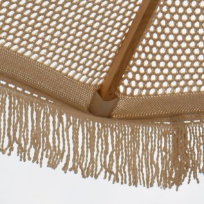 woo-44140 ΟΜΠΡΕΛΑ ΞΥΛΙΝΗ Φ250CM, ΠΛΕΚΤΟ ΜΑΚΡΑΜΕ ΜΠΕΖ