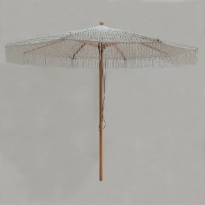woo-44514 ΟΜΠΡΕΛΑ ΞΥΛΙΝΗ 300X300CM, ΠΛΕΚΤΟ ΜΑΚΡΑΜΕ ΜΠΕΖ